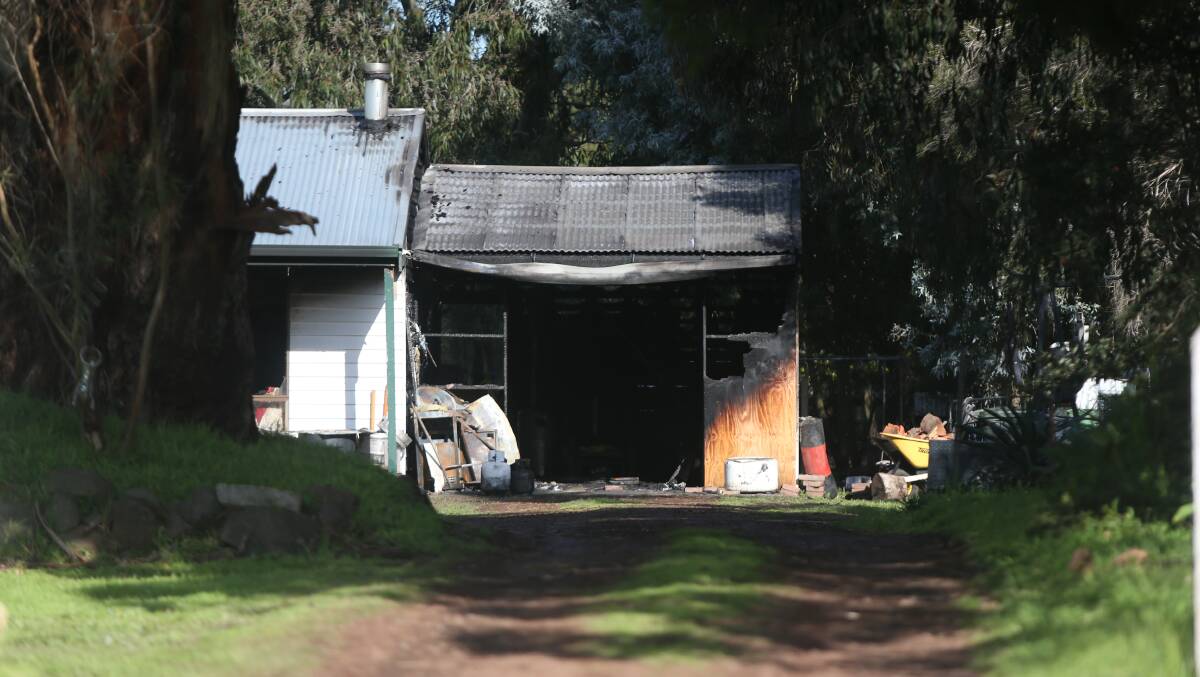 BLAZE: A house fire in Kennedy Street, Woolsthorpe, began at about 9pm on Saturday after a barbecue fire spread. It caused about $50,000 worth of damage. Picture: Mark Witte.