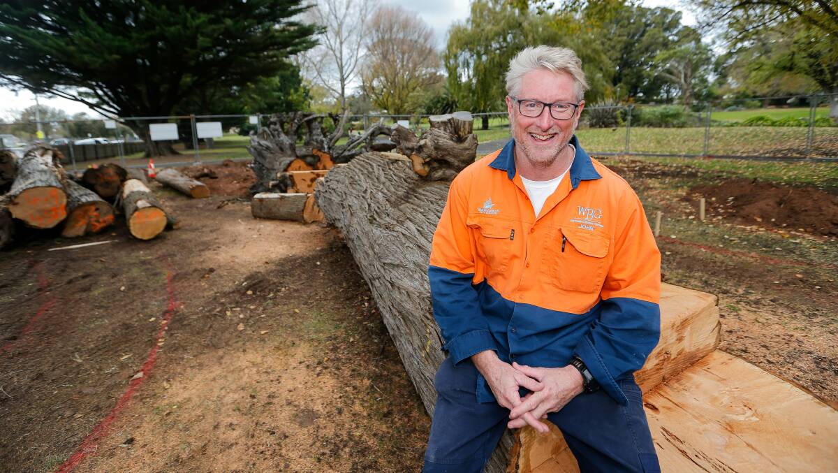 IN PROGRESS: John Sheely at the nature play space that is being created at the Warrnambool Gardens. Picture: Anthony Brady