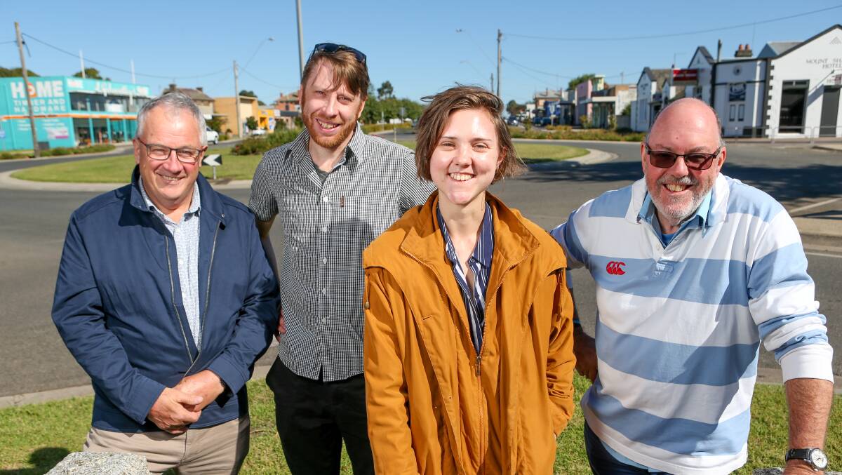 Former Moyne councillor Colin Ryan, RE-Alliance Victorian coordinator Tony Goodfellow, RE-Alliance communications manager Lu Allan, and former Moyne Shire Council Mayor Mick Murphy OAM. Picture: Chris Doheny