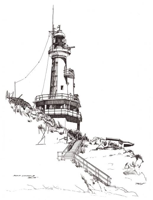 Mr Trompf's sketch of the Point Lonsdale lighthouse in 1975.