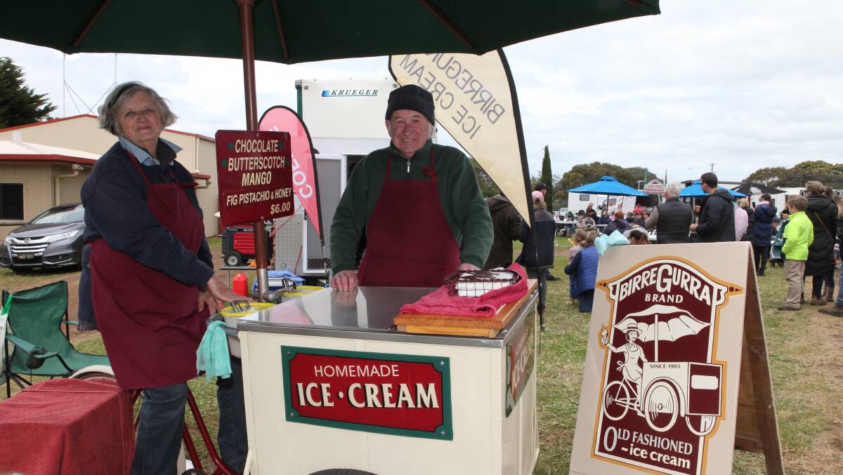 FAVOURITE: Birregurra Ice Cream's Heather McGowan and her helper Peter Bell enjoy coming to the Noorat Show every year. Picture: Kimberley Price