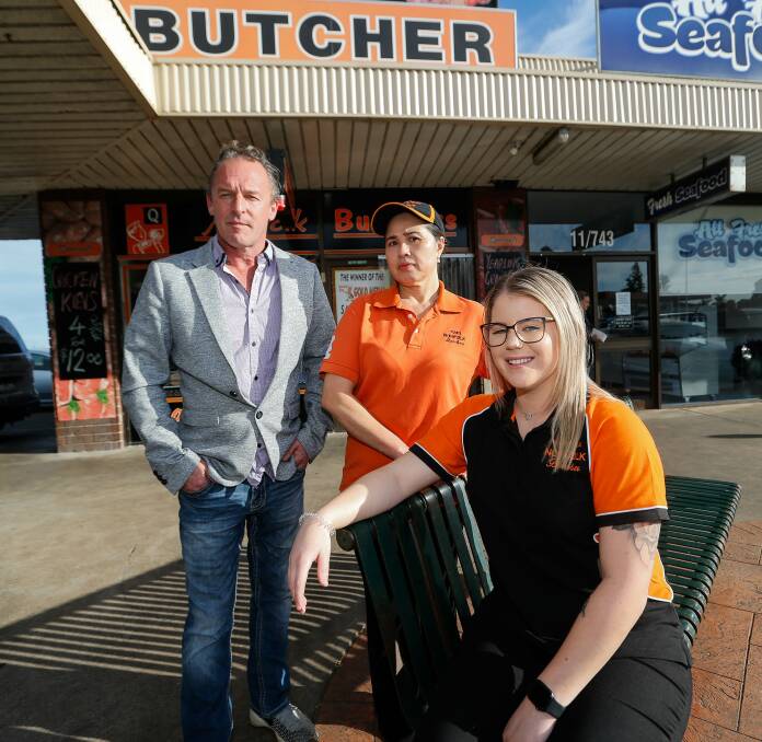 NEW STORE: Rick Hahn, Tood Gee and Rhiarna Gee at Norfolk Butchers. Picture: Anthony Brady 