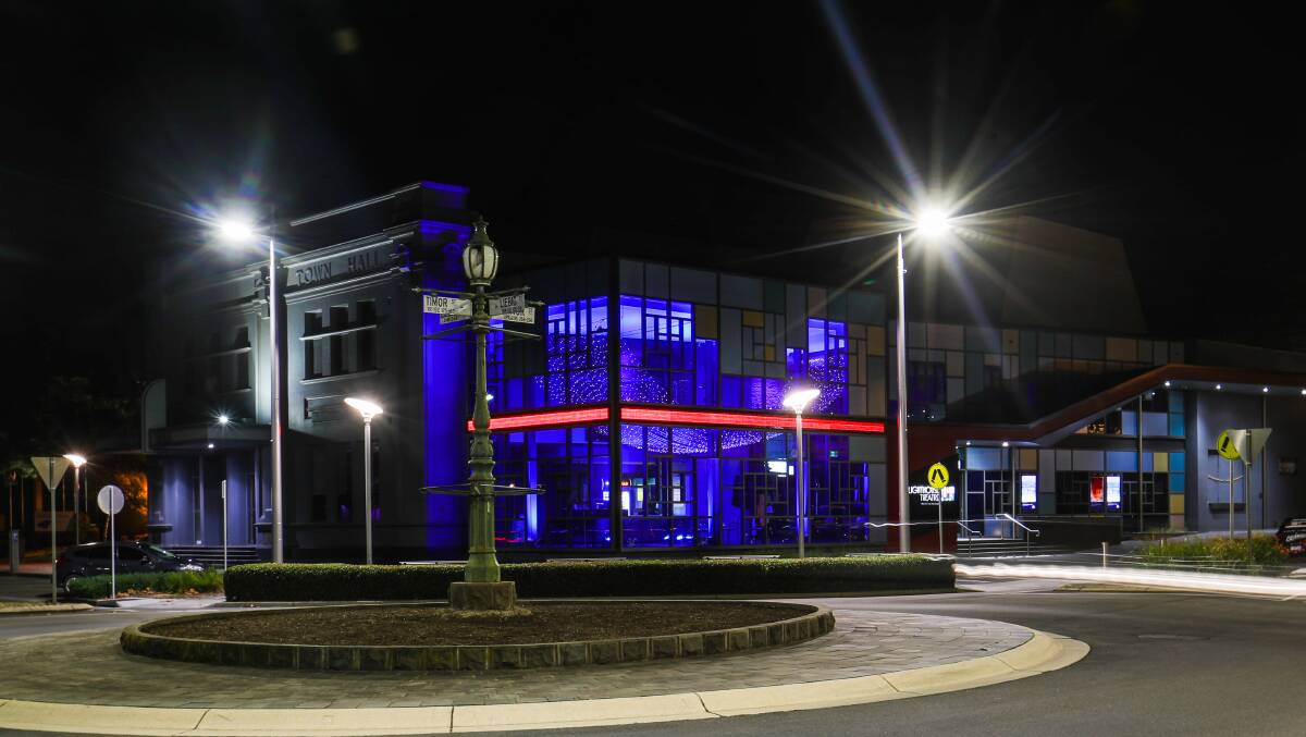 BLUE: The Lighthouse Theatre is usually illuminated with blue lights. Picture: Morgan Hancock 