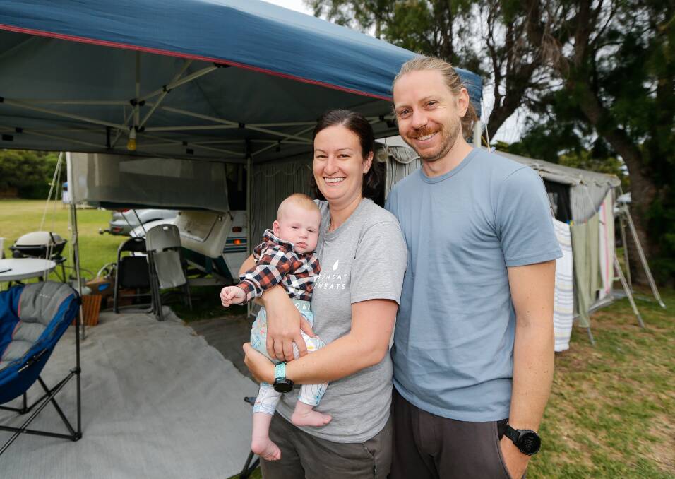 Taryn and Daniel Tomlinson and their five month old Ruby. Picture: Anthony Brady.