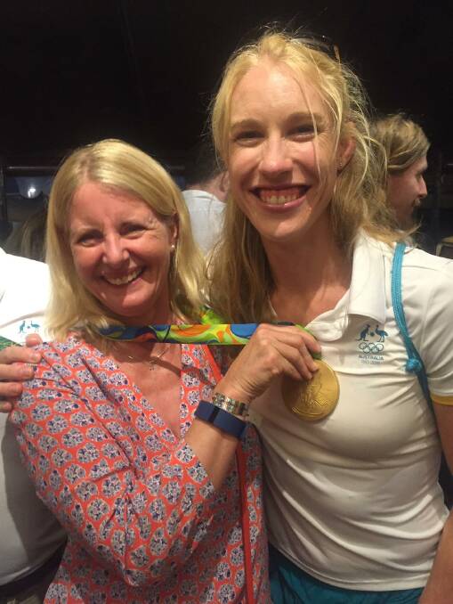 VICTORY: Flavia Gobbo and Kim Brennan (nee Crow) after Kim's gold medal win in the women's single scull at the 2016 Olympic Games in Rio de Janeiro. Picture: SUPPLIED
