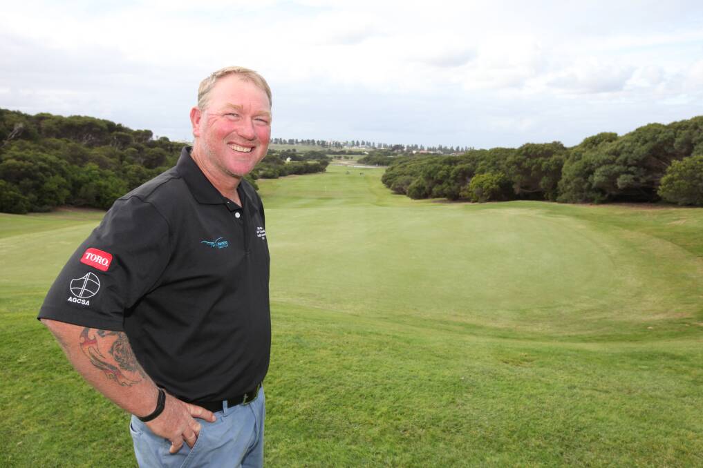TRICKY: Warrnambool course superintendent David Warnaar at the 10th green ahead of its opening in 2016. 