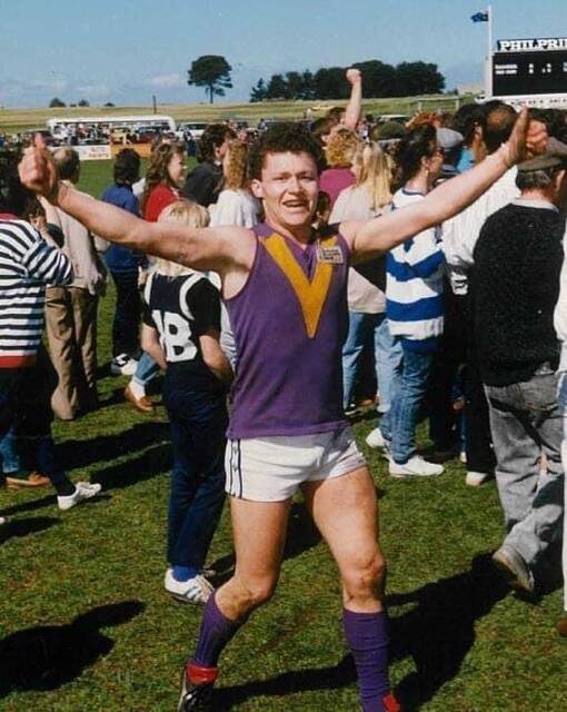 CELEBRATION: John Conlan as an under 18 premiership player with Port Fairy. Picture: Supplied 