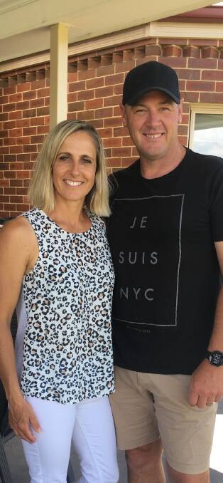 GOALKICKER: Former Colac footballer Nathan Murray and wife Julie. Picture: Supplied