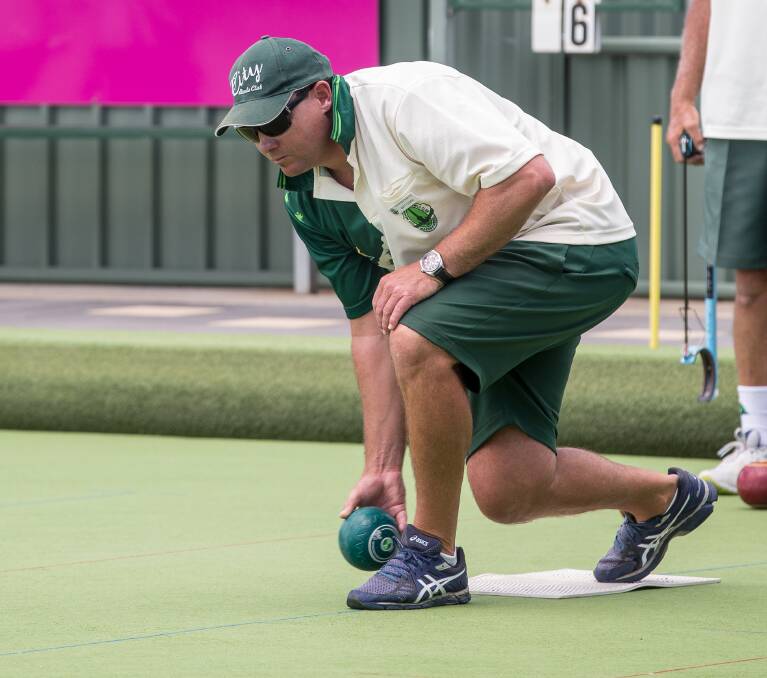 WINNER: Matt Fleming bowls the bowl for City. Fleming was a member of the side that took out the men's division fours final on Sunday. Picture: Christine Ansorge