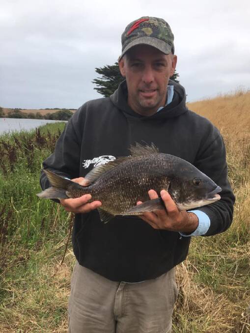 PERSONAL BEST: Skeeta Andrews with his 48cm bream from Sunday. Anglers are having success from the mouth of the Hopkins right up to Toorum stones.