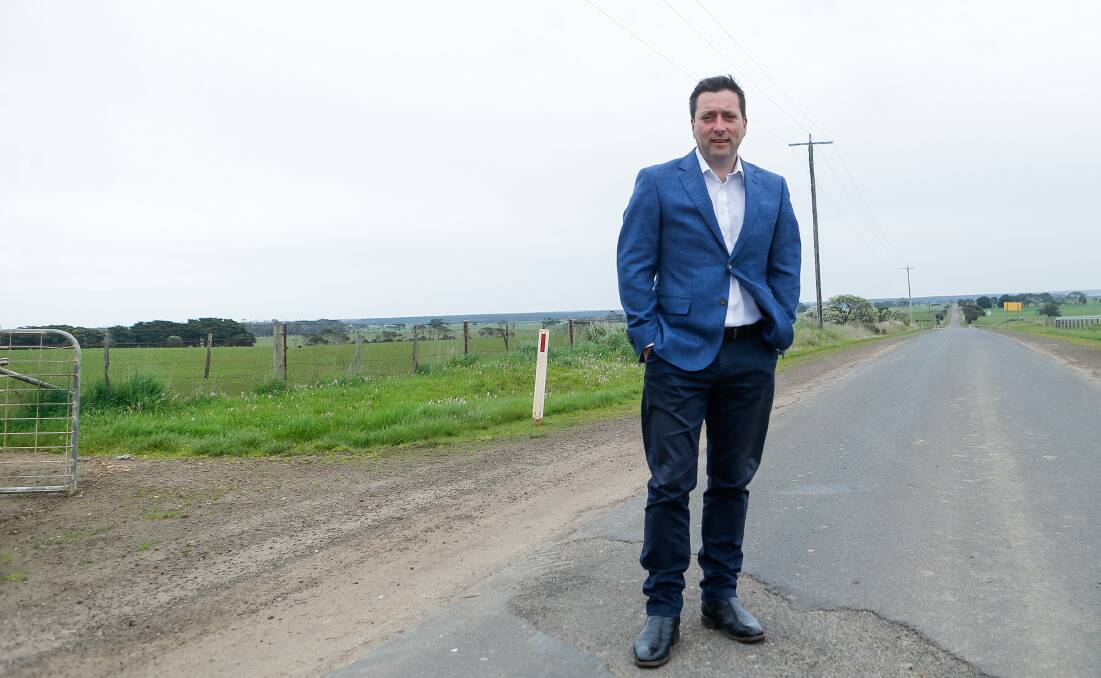 Liberal leader Matthew Guy has committed to spend $10 billion over 10 years on fixing the state's roads. Picture by Anthony Brady