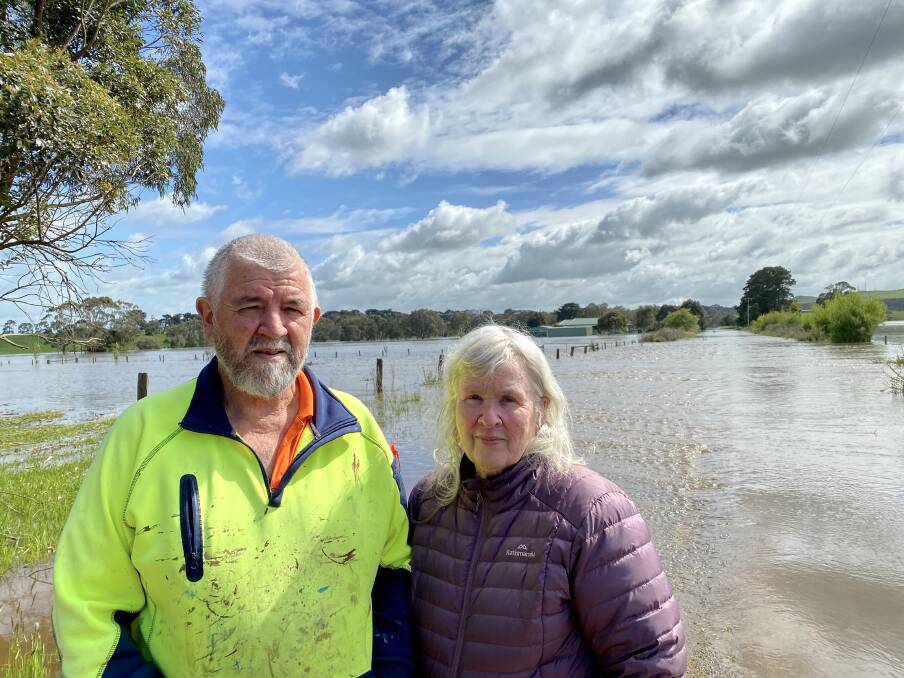 Trevor and Janet Blackney had to evacuate their Panmure home at 5.30am as floodwaters surrounded their property. Picture by Katrina Lovell