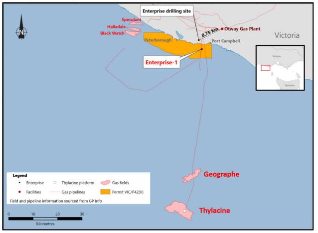 Gas was discovered in the Enterprise 1 site off Port Campbell.