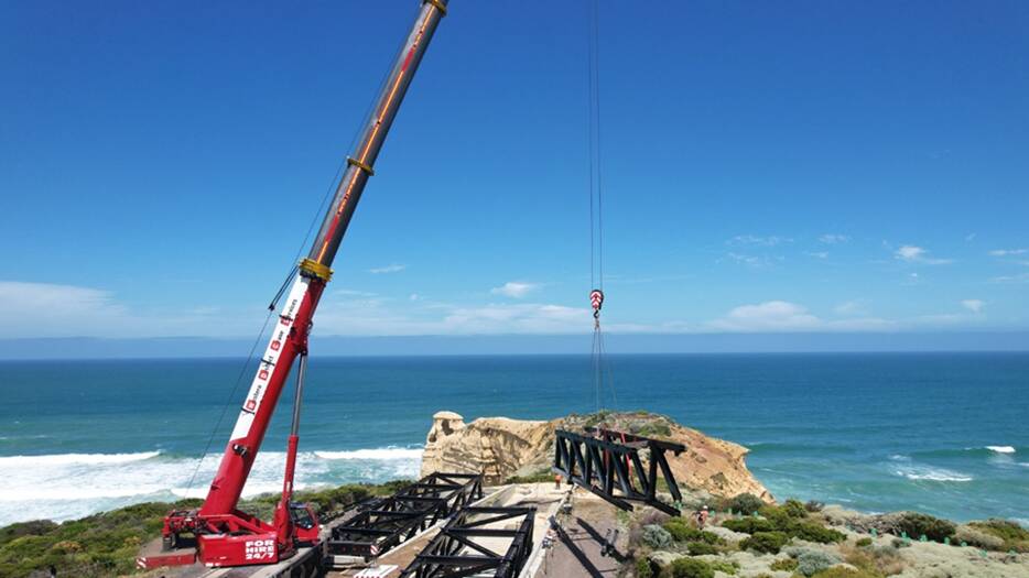 The new $5.5 million viewing platform being lowered into place. Picture supplied