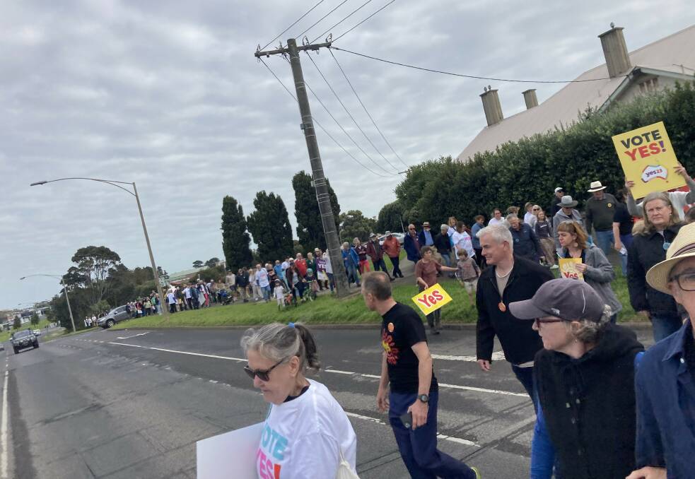Hundreds took to the streets in Warrnambool backing the Yes vote at next months referendum. Picture supplied