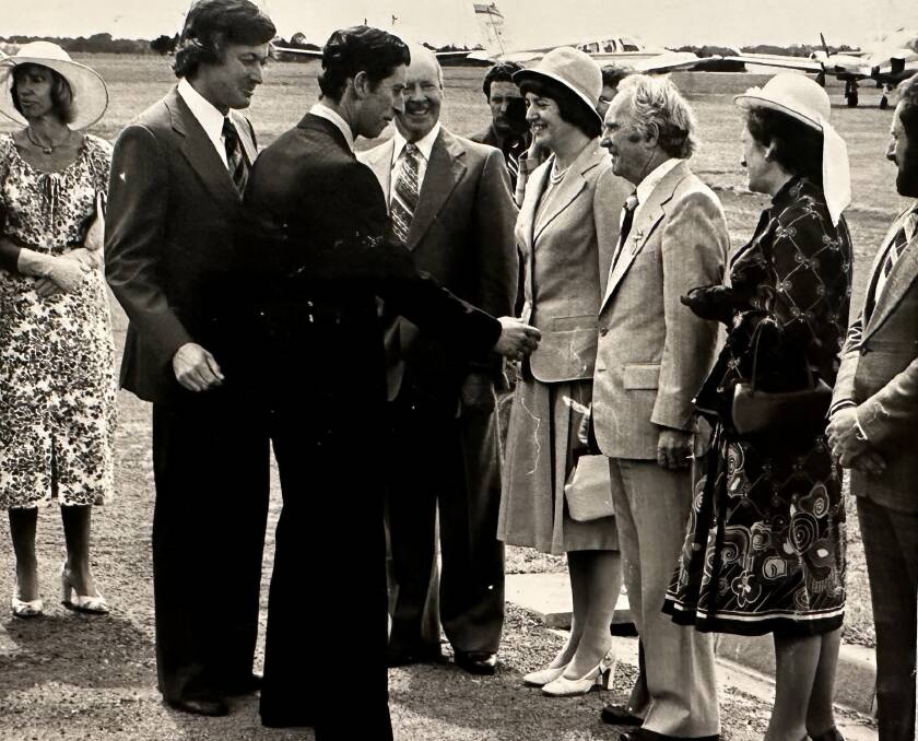 Former MP and member for Warrnambool Ian Smith escorts then Prince Charles on his visit to Tower Hill and Warrnambool in 1977. Picture supplied