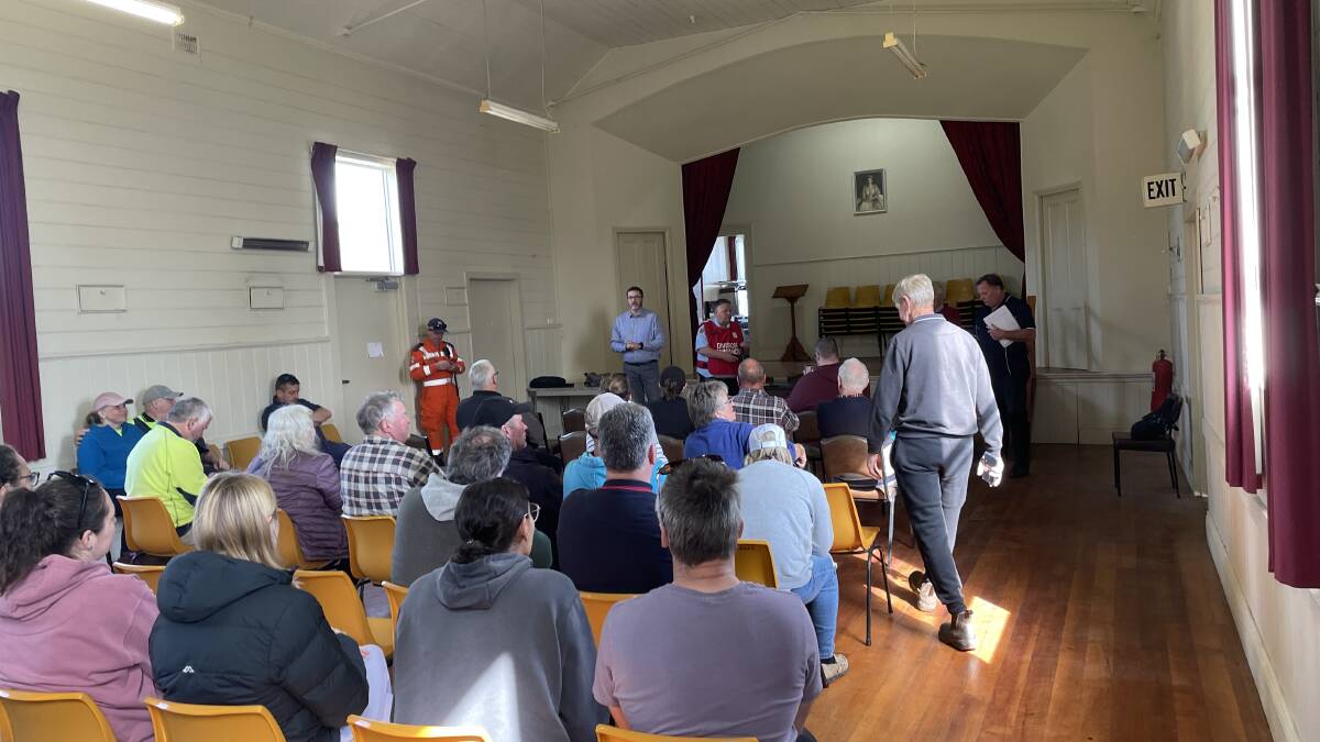 Residents gather at the Panmure hall to be updated about the flood situation in the area.