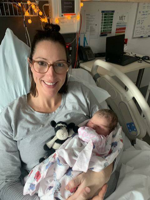 Hope: Andy Powell's partner Amber Griffiths welcomed baby Frances Elizabeth almost four months after he died alongside his father trying to rescue a tourist off Port Campbell.
