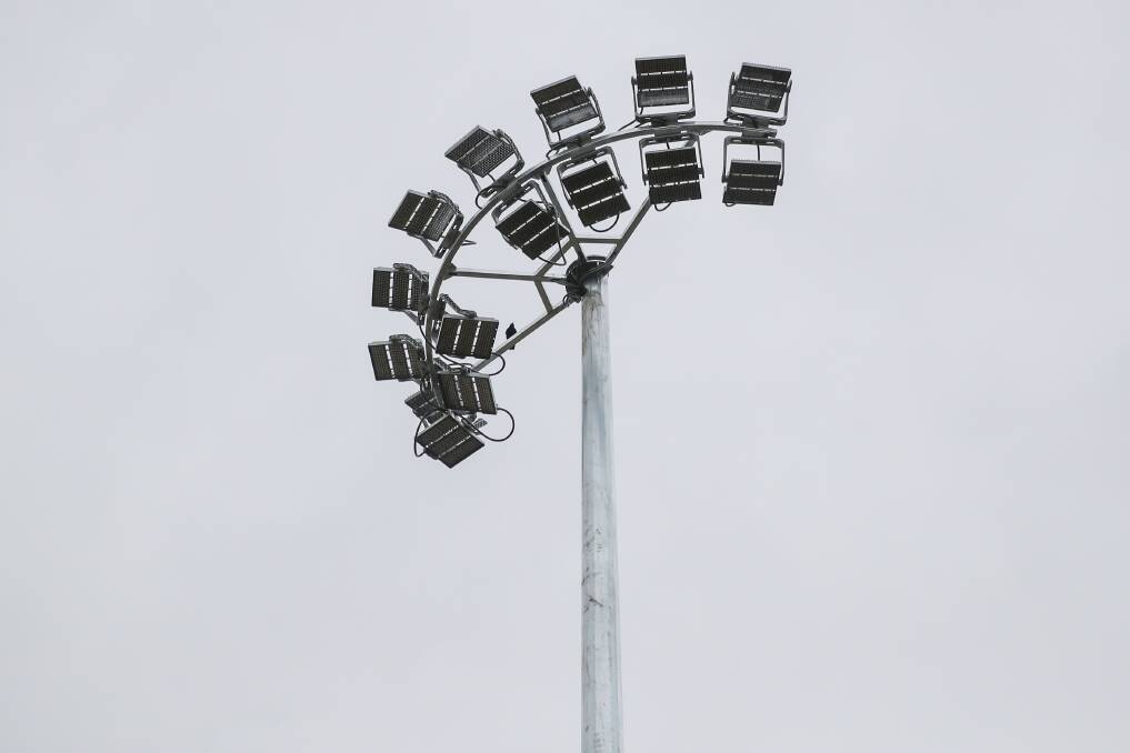 A close up look at the new lights at Reid Oval.