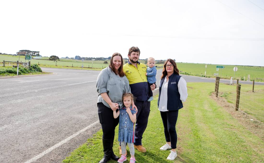 Southern Cross' Nicole Sawyer, Isabel Jervies, Justin Jervies and Thomas Jervies want more to be done to make the intersection safer. MP Roma Britnell has raised the issue with the state government. Picture by Anthony Brady 