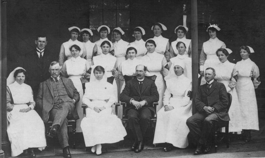Staff at the Warrnambool hospital in 1919. Picture: Warrnambool and District Historical Society.
