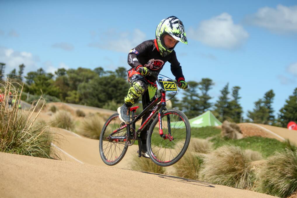 New track: Peter Fry in action on Warrnambool's BMX track earlier this year which is now set for an upgrade thanks to $150,000 funding from the council.