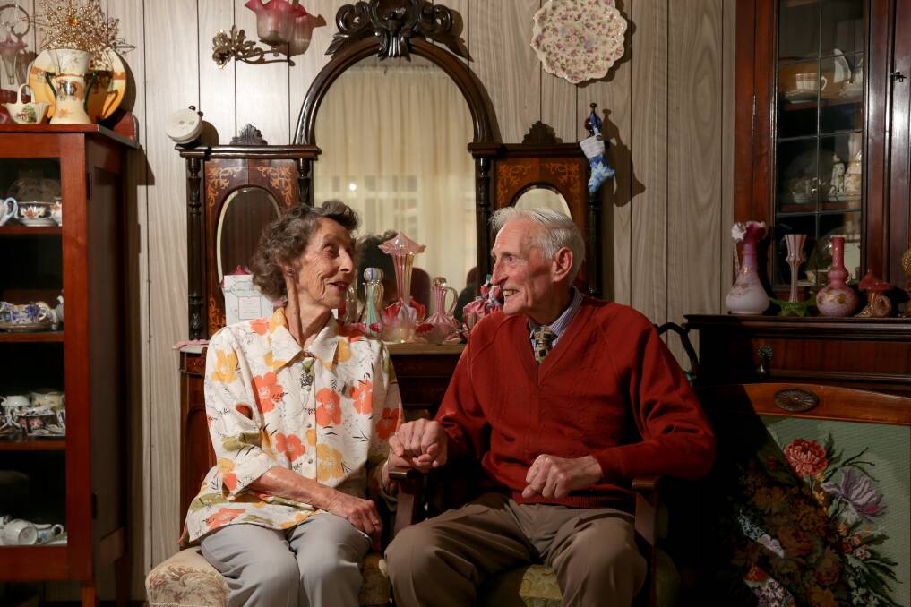 Lasting love: Merle and Les Wines celebrated their platinum wedding anniversary in December. Picture: Chris Doheny