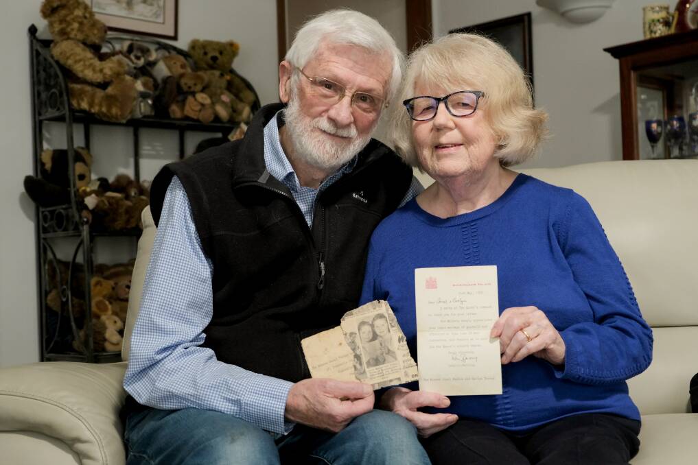 Warrnambool's Ron and Carlyn Sproston - who came from England to live in Australia - with the letters the received from the Queen. One was when Carlyn and her friend wrote to the Queen on her coronation. Picture by Chris Doheny
