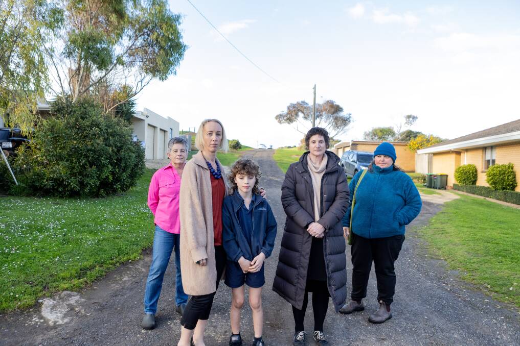 Rebecca Jones, Becci O'Brien, Louis O'Brien, Kirsty Willaton and Brenda O'Connor, are concerned with Midfield Meat's plan to build housing in Eccles Street, Merrivale. Picture: Anthony Brady 