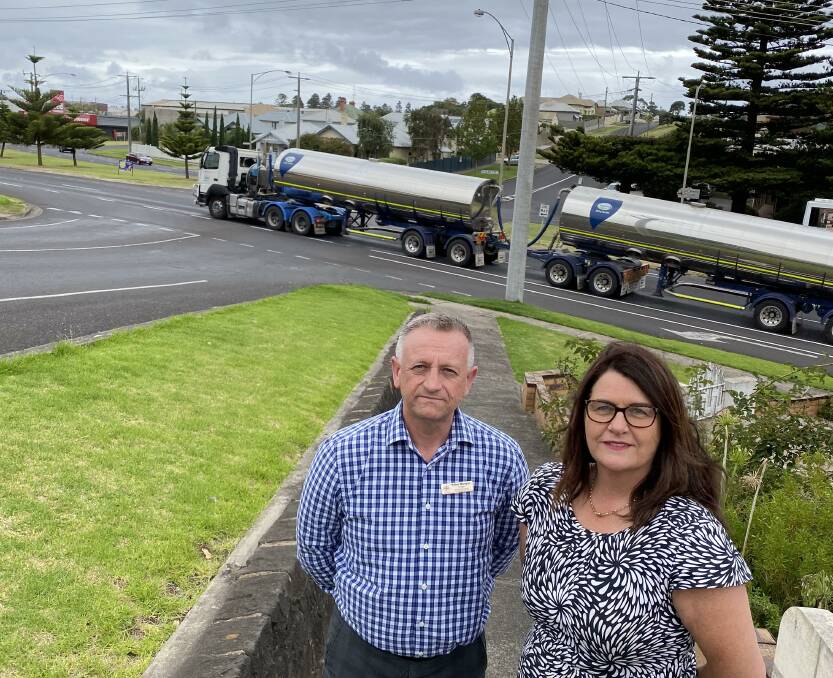 Time for action: Emmanuel College principal Peter Morgan and South West Coast MP Roma Britnell say it's time something was done about this notoriously dangerous intersection. Picture: Katrina Lovell