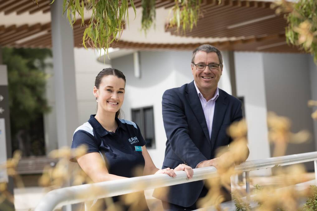 Fourth-year Deakin University occupational therapy student Sabrina Lockley with Warrnambool campus director Alistair McCosh which will start offering the degree next year. Picture by Sean McKenna