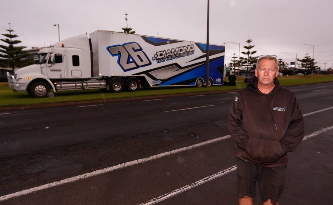 Resolution: Steve Stathy has been allowed to park his truck out the front of his motel in a one-hour zone without being fined after he was told on Thursday not to park on the median strip. Picture: Mark Witte