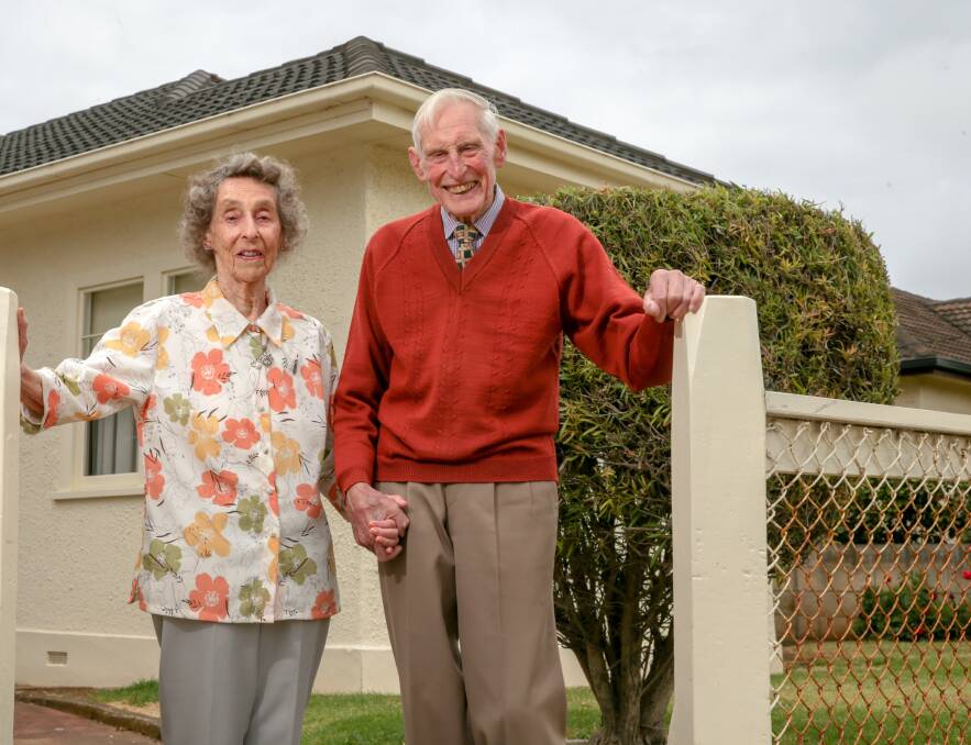 Celebration: For 70 years, Les and Merle Wines have lived in the same house they bought a week before they got married. Picture: Chris Doheny