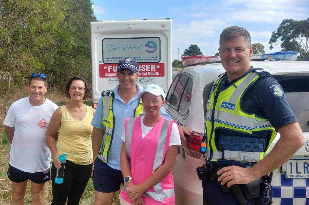 On the road: Donna Bowman travels through Camperdown last week where her husband worked as a policeman.