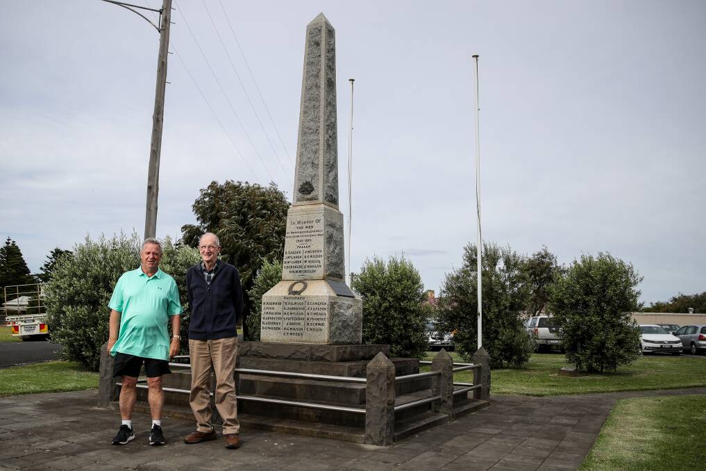 Honour: Dennington Community Association members John Harris and David Kelson are working on a new memorial for WWII soliders. Picture: Morgan Hancock 