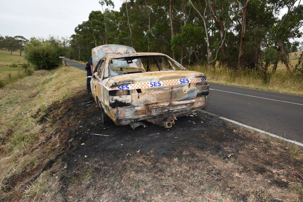 Unrecognisable: This car was destroyed near Scotts Creek.