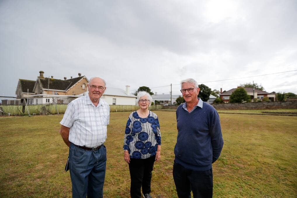 Exciting project: Vern Robson, Helen Wilson and Charlie Armitstead at the former bowls site that will be turned into another 13 units for Heatherlie Homes. Picture: Anthony Brady