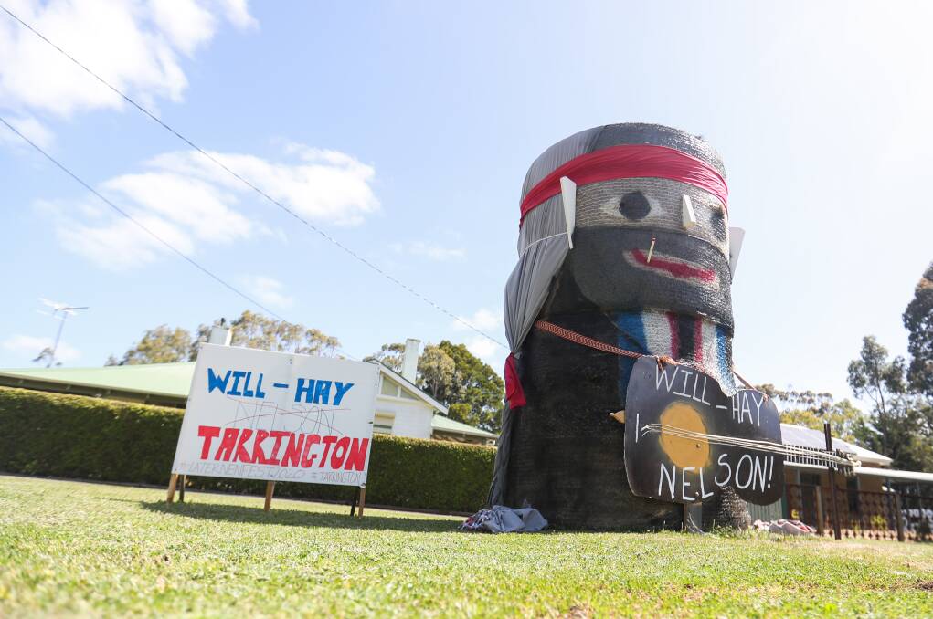 Musical tribute: This hay bale art pays homage to country singing star Willie Nelson.