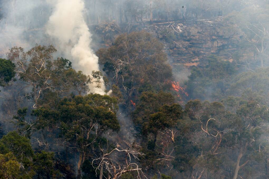 Fire in the world heritage listed Budj Bim National Park. Picture: Anthony Brady