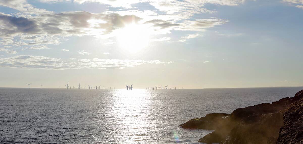An artist's impression of a proposed wind farm in Discovery Bay off Portland which was 10 kilometres offshore. The new zone off Warrnambool and Port Fairy is 15 to 20 kilometres out to sea.