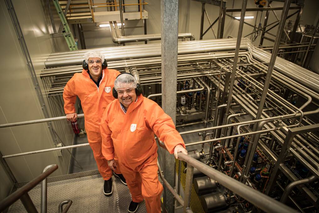 ProviCo CEO Ben Anderson and site manager Hugh Ellis inside their new $20 million lactoferrin plant. Picture by Sean McKenna 