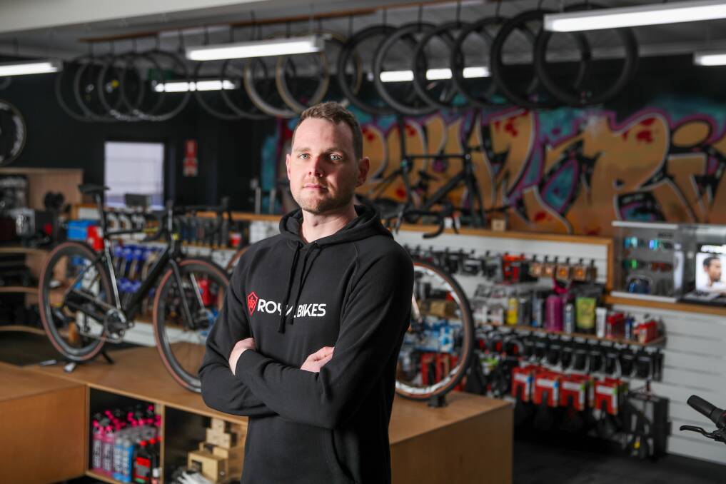 Shocked: Royal Bikes owner Shaun King says the most expensive bike in the store was stolen when his store was broken into on Saturday. Picture: Morgan Hancock