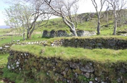 The stone walls on the Isle of Skye still stand in Scotland.