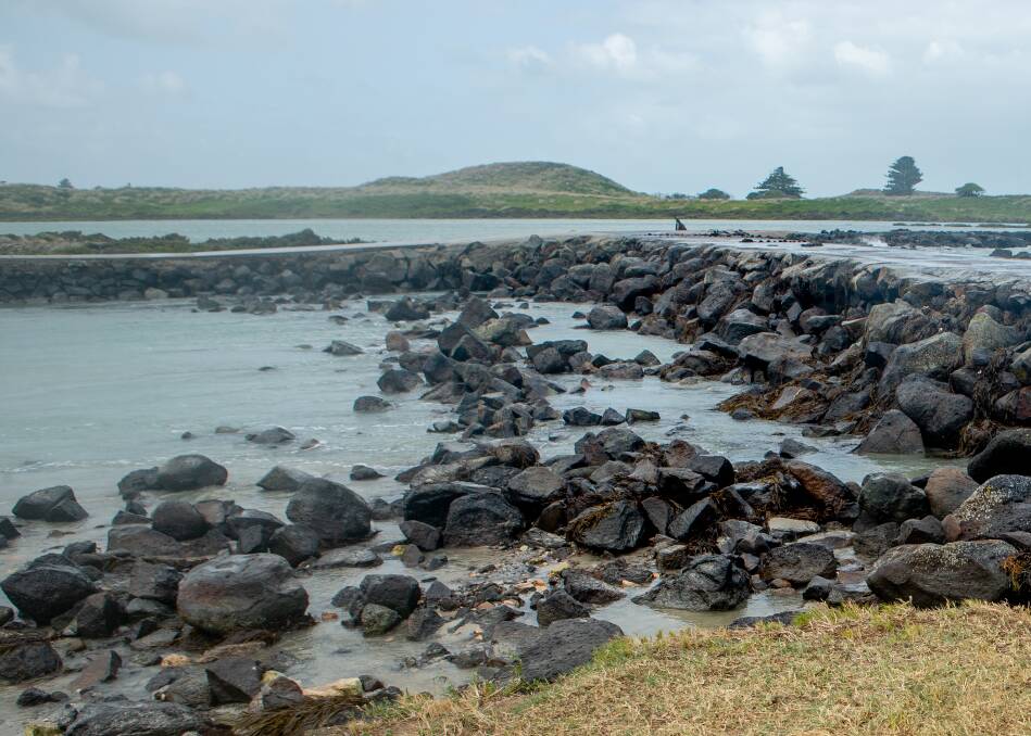 Large swells caused major damage to the Griffiths Island causeway at the weekend.