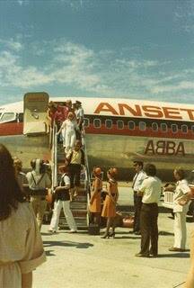 Famous flight: ABBA flew Ansett when they arrived in Australia during he 1970s.