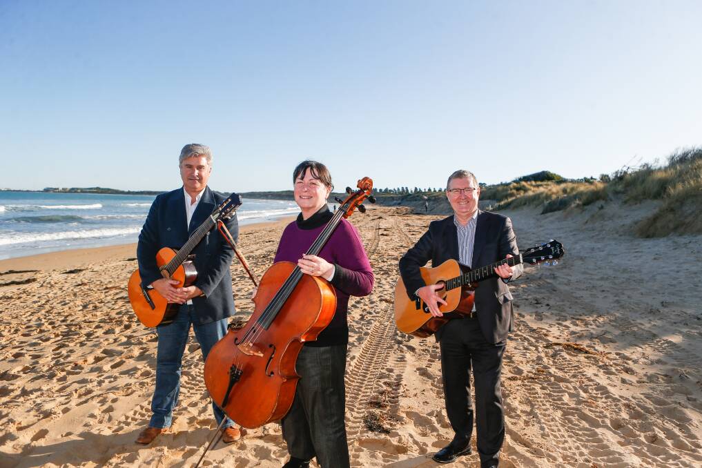 High note: Tony Herbert, Fiona Pugh and Peter Schneider want to see a music conservatorium established in Warrnambool. Picture: Anthony Brady