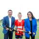 Liberal leader Matthew Guy, Cooper Mills and MP Roma Britnell at the Warrnambool Hockey Club which would received $6.6 million under an elected Liberal Nationals government. Picture by Anthony Brady