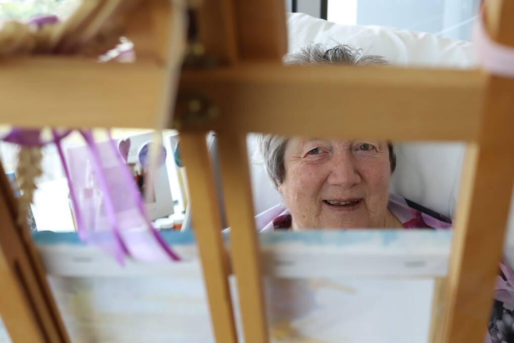 Inspired: Mercy Place resident Joan Petering took up painting after suffering a stroke, and she has just won an encouragement award for her work in the Easter Art Show.