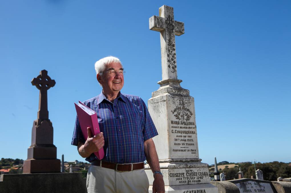 Revisiting history: Warrnambool Family History Group president Mike Roche will be leading tours of the Warrnambool Cemetery in January. Picture: Rob Gunstone 