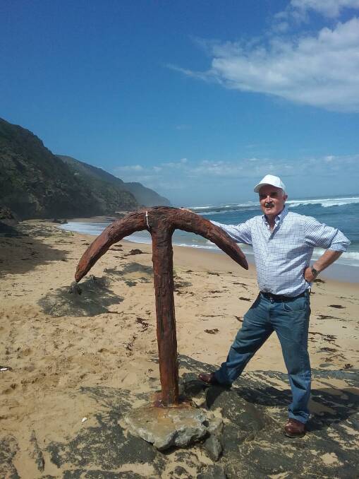 Alan McLean with the upright anchor on Wreck Beach has now been listed on the Victorian heritage register.